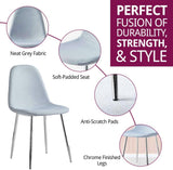Hallowood Furniture Cullompton Lot de 4 chaises de salle à manger rembourrées en tissu gris avec pieds en métal robuste finition argentée pour salle à manger, chaises modernes et élégantes pour la