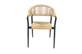 METRO Professional Fauteuil de terrasse Terra, rotin PE/Aluminium, 57 x 64 x 79 cm, résistant aux intempéries, avec accoudoirs, Beige/Noir, Chaise Jardin terrasse Balcon bistrot