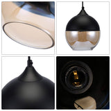 Lightsjoy Lustre Suspension Industrielle en Verre Moderne Mode Créatif Luminaire Intérieur pour Cuisine Salle à Manger Chambre Salon Bar Couloir Abat jour Couleur Noir et Ambre E27 (Sans Ampoule)