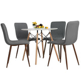H.J WeDoo Ronde Table de Salle à Manger Scandinave Design Blanc avec Eiffel Jambes en hêtre 80 cm