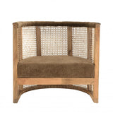 MACABANE ISA - Fauteuil en manguier Dossier cannage Naturel Assise Couleur Taupe