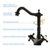 Robinet de Cuisine Mitigeur 360° Pivotant avec Double Levier Design Rétro Traditionnel Laiton Durable Noir Robinet HAOXIN HXB02E
