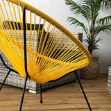 Alice's Garden Fauteuil Acapulco Forme d'oeuf - Jaune - Fauteuil 4 Pieds Design rétro, Cordage Plastique, intérieur/extérieur