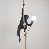 Singe Pendentif Lampe Noir Punk Industriel Rétro Résine Lustre Mode Salle À Manger Living Ambiante Lampe Chanvre Corde Lustre, E27