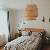 RDYL Manuel Moderne Tissage créatif Bambou Lampe Pendentif en Bambou/rotin Tissage Suspension Lampes E27 lanternes lustres Salon Hôtel Restaurant Transition lumière pendante,50cm