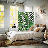 Feeby Frames Paravent déco Feuilles Impression 1 Face 3 Panneaux Vert 110x150 cm