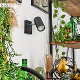 hofstein Applique mural Javel, lampe en métal noir/chrome, luminaire peuvent être orientées idéal dans un séjour moderne, disposent d'un interrupteur, 1 x GU10, ampoule(s) non incluse(s)