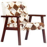 Festnight Fauteuil de Salon Fauteuil Relax Blanc et Marron Cuir Véritable de Chèvre