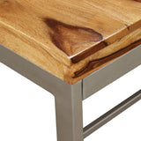 Festnight Table de Salle à Manger en Bois Massif de Sesham et Acier 180 x 90 x 76 cm