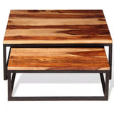 Festnight 2 pcs Ensemble de Table Basse Gigogne Style Rétro Bois de Sheesham Massif