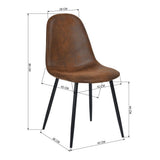 LeMonde Chaise de Salle à Manger Lot de 4 Chaises Salle à Manger Chaises de Cuisine Vintage en Suede Cuir Brun