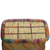 Tidyard Table Basse de Salon | Table d'appoint | Table Basse Bambou avec Tissés Chindi Multicolore 78 x 50 x 45 cm