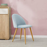 OFCASA Lot de 4 Chaises de Salle à Manger de Velours Chaise Cuisine rembourrée en Tissu Chaise avec Jambes en Métal Chaise Salle à Manger Restaurant Hôtel Meubles Lot de 4 Bleu Clair Chaises