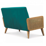 Déco en Ligne - Petit canapé Velours Bleu cannage