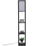 Homcom Lampadaire étagère Lampe étagère 26L x 26l x 160H cm 3 étagères 4 Niveaux MDF Noir