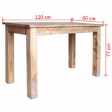 Table à Manger en Bois de récupération Massif Retro Look Chic Rustique 120x60x77 cm pour Le café, Le Petit déjeuner Cuisine, mobilier de Salle à Manger