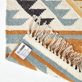 HOMESCAPES - Tapis Kilim en Laine à Motif géométrique Jaune, Fabrication Artisanale - Agra - 120 x 170 cm