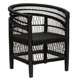 PEGANE Fauteuil en Bois de rotin Coloris Noir - Longueur 65 x Profondeur 72 x Hauteur 82 cm