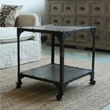 Jcnfa-Tables Table Basse Industrielle LOFT Américaine, Table Basse À roulettes en Fer, Table D'appoint Canapé Créatif, Table Basse Carrée avec Rivets, Noir