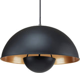 Briloner Leuchten 4380-115 Lustre à suspension style vintage - abat-jour en métal noir & or mat - douille E27 - 60 W max. - Ø 42 cm - longueur : 130 cm