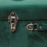 THE HOME DECO FACTORY Coffre Valise Velours Vert Bois, 50 x 46 x 35 cm
