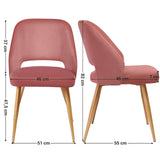 SONGMICS Lot de 2 Chaises de Salle à Manger, Chaise de Loisirs Moderne en Velours, Rose LDC81PK