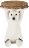 Kare Design Table d'appoint Animal, Petite Table Basse Ronde, Aspect Bois, Figurine Animale comme Fantaisie,  Ø37cm, Ours Polaire, 53x37x37cm