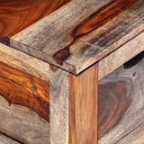 Tidyard Table Basse avec 6 Tiroirs en Bois de Sesham Massif Style Vintage Gris 100 x 55 x 30 cm