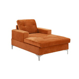 BHDesign ABI - Méridienne Moderne et Large - Velours - Coloris Marron