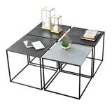 [en.casa] Set de 4 Tables Basses de Salon en Métal Style Industriel avec Étagère de Rangement 4 x 45 x 45 x 45 cm Noir et Gris