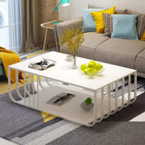 Table basse Cadre en acier industriel vent café Table carrée artificielle Conseil Countertop End Table for Salon Canapé thé Tables basses de salon (Color : White)