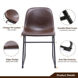 RFIVER Chaise de Salle à Manger de Style Vintage Confortable avec Siège en Cuir PU et Base en Métal Robuste pour Cuisine Salon Lot de 2 Brun BS1003