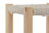 KOTECAZ, Tabouret bas scandinave en bois et assise coton tressée, Assise 31,5 X 31,5, Hauteur de 39,5 cm