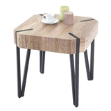 Table Basse de Salon KOS T574, certifié FSC, 52x50x50cm ~ chêne Sauvage, Pieds foncés en métal