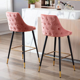 DUHOME Tabouret de Bar, Set de 2 Tabourets en Velours, Chaise de Bar Tabouret de Bar Design Moderne Tabouret de Bar avec Pieds en Métal pour Cuisine Bistro Café Comptoir, Rose