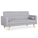 Menzzo Canapé Convertible scandinave Slow Lit, Tissu, Gris Clair, 186 x 75 x 89 cm
