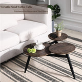 Aingoo Petite Table Basse avec 3 Dessus de Style Industriel Tables Gigognes Tables D'appoint en MDF avec Pieds en Métal, Marron