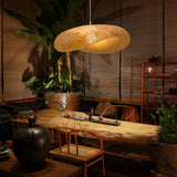 Lampe Pendentif Tissage Vintage Lampe Bambou Et Rotin Naturel Tissé Suspendu Creative Nostalgique Réglable E27 Lustre Restaurant Tea Room Chambre Salon Café Bamboo Lampes Suspendues