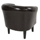 MIADOMODO Fauteuil Chesterfield avec Tabouret - en Bois et Simili Cuir, Éléments Décoratifs en Cuivre, Capacité 100 kg, Couleur au Choix - Chaise, Meubles, Fauteuil Cabriolet, Salon, Maison (Marron)