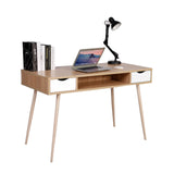 eSituro Table d'Ordinateur Table de Bureau en Bois avec 2 tiroirs,Design Scandinave,SCD0017,Chêne