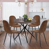 LeMonde Chaise de Salle à Manger Lot de 4 Chaises Salle à Manger Chaises de Cuisine Vintage en Suede Cuir Brun