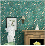 Blooming murale vintage Fleur arbres Oiseaux papier peint pour salon Chambre à coucher de cuisine, 57, à ft. carré Vert émeraude