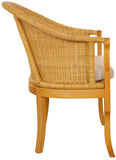 korb.outlet Fauteuil en rotin avec Pieds en Bois, Fauteuil en rotin véritable, Couleur Miel