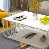 Table basse Cadre en acier industriel vent café Table carrée artificielle Conseil Countertop End Table for Salon Canapé thé Tables basses de salon (Color : White)