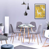 H.J WeDoo Ronde Table de Salle à Manger Scandinave Design Blanc avec Eiffel Jambes en hêtre 80 cm