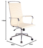 CLP Chaise De Bureau Batley avec roulettes en Similicuir Ou Cuir I Fauteuil Bureau Réglable avec Accoudoirs I Fauteuil De Direction Ergonomique, Couleur:crème, matière:Similicuir