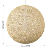 MiniSun Abat Jour Moderne pour Suspension. Ballon de 30 cm en Osier Tressé Crème. Adapte pour Douille de 42 mm avec bague de réduction pour douille de 28 mm