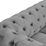 Mobilier Deco Canapé Chesterfield 3 Places Gris en Velours