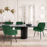 WOLTU Chaise Salle à Manger, Fauteuil Salon, Chaise Scandinave, Chaise de Cuisine en Velours, Assis Rembourré avec Accoudoirs et Dossier, Pieds en Métal, Vert Foncé, BH352dgn-1