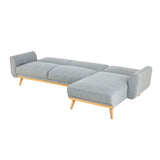 Mobilier Deco Canapé D'Angle Scandinave Convertible Et Réversible en Tissu Gris - Pita